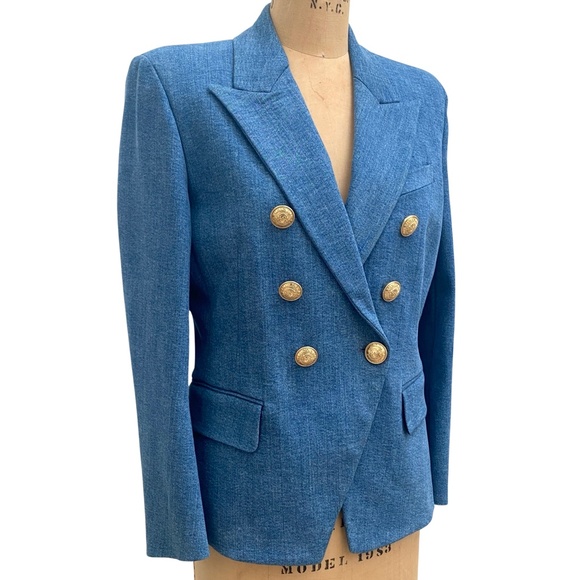 BALMAIN BLUE DENIM BLAZER SIZE 12 WORN ONLY ONCE - Picture 2 of 9